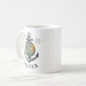 Vintage Nautilus Globe & Anker Koffiemok (Voorkant links)