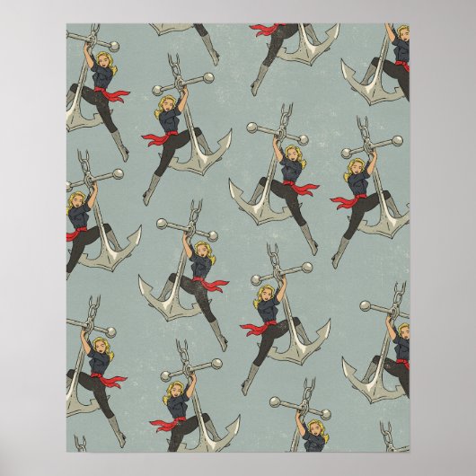 Vintage nautisch patroon poster (Voorkant)