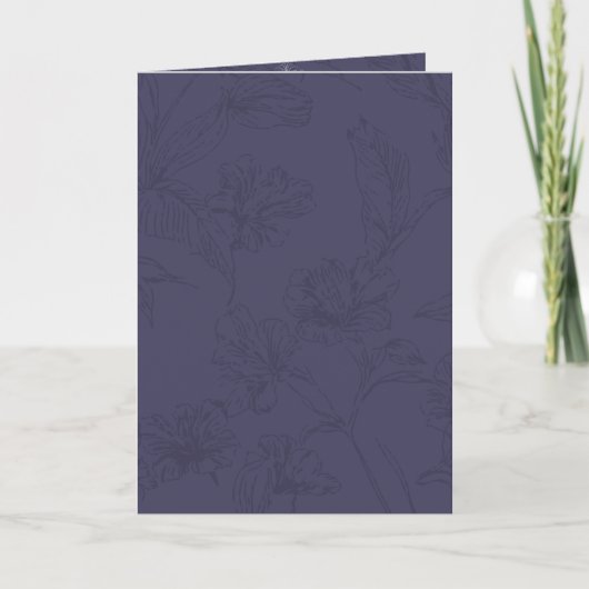 Vintage Navy Blauwe Bloemige Save the Date (Voorkant)