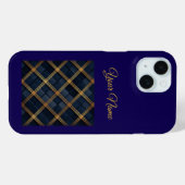 Vintage Navy Blauwe & Gouden Kerst iPhone 15 Hoes (Achterkant (horizontaal))