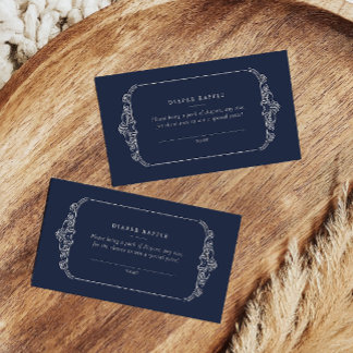 Vintage Navy Blauwe Luier Raffle Ticket Baby Borre Informatiekaartje