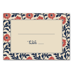 Vintage Navy Bloemen Kaart