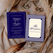 Vintage Navy Blue Checkered Old Money Wedding