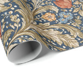 Vintage Navy Blue Floral Cadeaupapier (Rol Hoek)