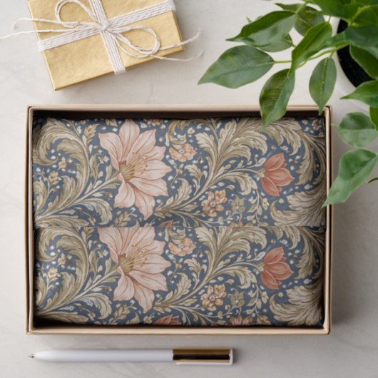 Vintage Navy Blue Floral Tissuepapier (Geschenk)
