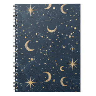 Vintage Navy Ivoor Astrologie Maan Constellatie Notitieboek