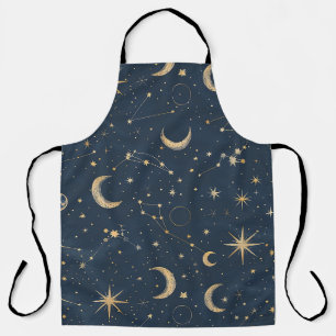 Vintage Navy Ivoor Astrologie Maan Constellatie Schort