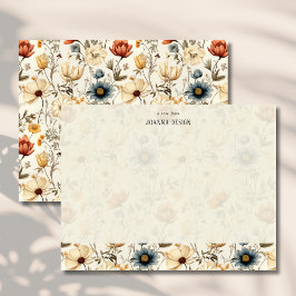 Vintage Navy Terracotta Wildflower Notitiekaart Kaart