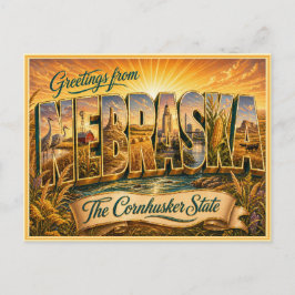 Vintage Nebraska Groet Vanansichtkaart Briefkaart