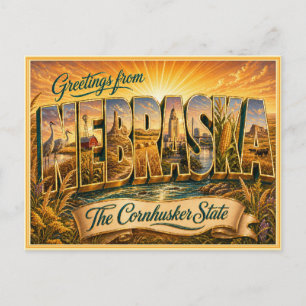 Vintage Nebraska Groet Vanansichtkaart Briefkaart