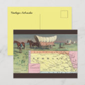 Vintage Nebraska Map Briefkaart (Voorkant / Achterkant)