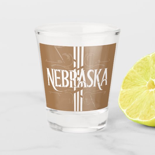 Vintage Nebraska State Shotglas Shot Glas (Voorkant)