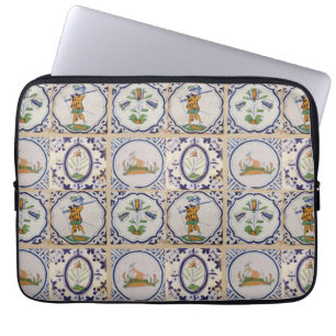 Vintage Nederlandse Delfts aardewerk 17e-eeuwse po Laptop Sleeve