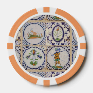 Vintage Nederlandse Delfts aardewerk 17e-eeuwse po Poker Chips