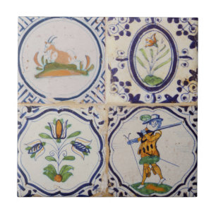 Vintage Nederlandse Delfts aardewerk 17e-eeuwse po Tegeltje