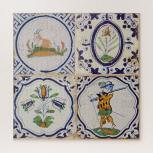 Vintage Nederlandse Delfts aardewerk tegels 17e ee Legpuzzel