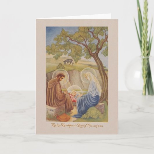 Vintage Nederlandse Kerstmis en Nieuwjaarskaart Feestdagen Kaart (Voorkant)