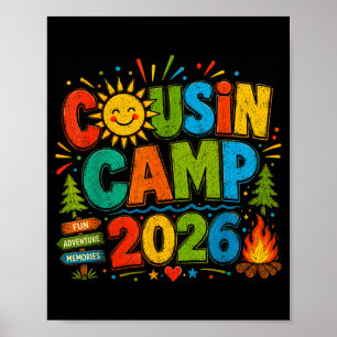 Vintage neef kamp 2026 bijpassende gezinsvakantie poster