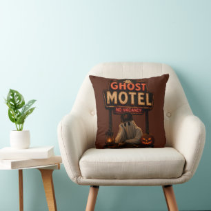 Vintage Neon Geesten Motel Halloween Griezelen Kussen