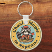 Vintage Nepean Ontario Raccoon Gift Sleutelhanger (Achterkant)