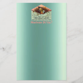 Vintage nestelende vogel roze turquoise roze briefpapier
