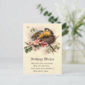 Vintage Nesting Chicks 1917 Verjaardag Briefkaart (Staand voorkant)
