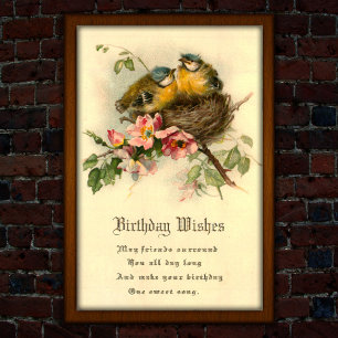Vintage Nesting Kuikens 1917 Verjaardag Poster