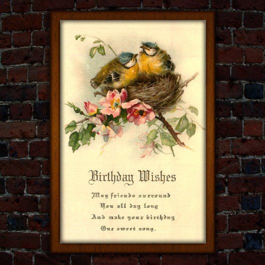 Vintage Nesting Kuikens 1917 Verjaardag Poster