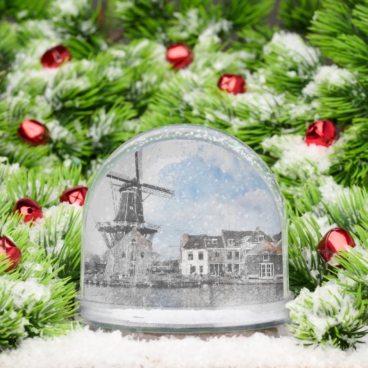 Vintage Netherlands Snow Globe – Dutch Windmill Sneeuwbol (Kerstmis)