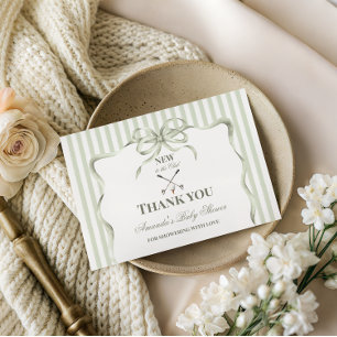 Vintage Neutraal Nieuw in de Club Golf Baby Shower Bedankkaart