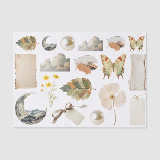 Vintage Neutral Natural Rustic Wild Country Icons Tissuepapier (Voorkant)