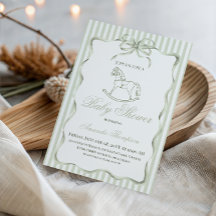 Vintage Neutral Olive Rocking Horse Baby Shower