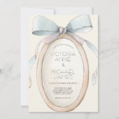 Vintage Neutral Ribbons Wedding Invitation Kaart (Voorkant)