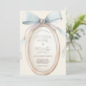 Vintage Neutral Ribbons Wedding Invitation Kaart (Staand voorkant)