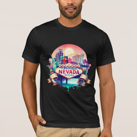 Vintage Nevada Map T-Shirts – Retro us state (Voorkant)