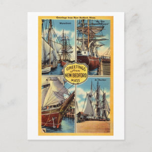 Vintage New Bedford, Massachusetts, Verenigde Stat Briefkaart