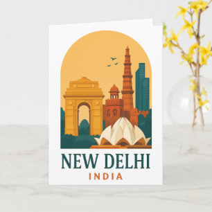 Vintage New Delhi India Reisposterkaart – Retro Kaart