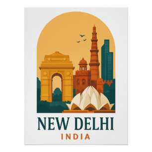 Vintage New Delhi India Retro Reisposter Perfect Poster