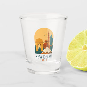Vintage New Delhi India Retro Reizen Shot Glas