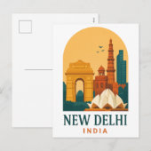 Vintage New Delhi India Travel – Retro Feestdagenkaart (Voorkant / Achterkant)