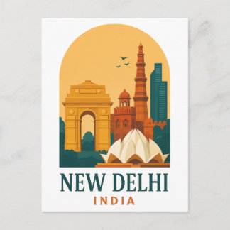 Vintage New Delhi India Travel – Retro Feestdagenkaart