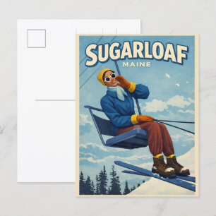 Vintage New England-ski resort Sugarloaf maine Briefkaart