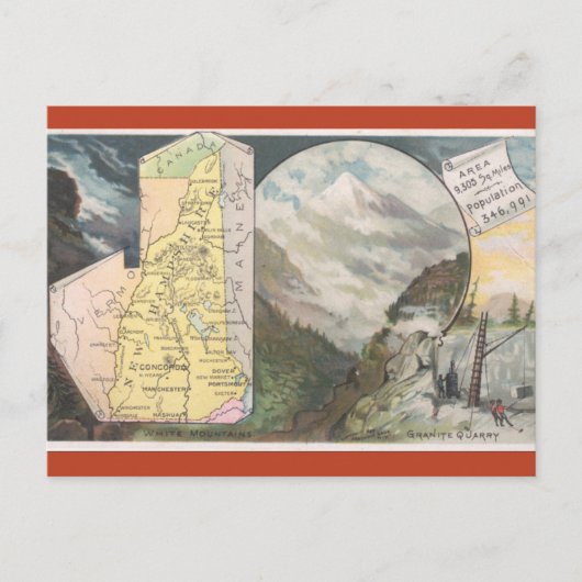 Vintage New Hampshire Map Briefkaart (Voorkant)
