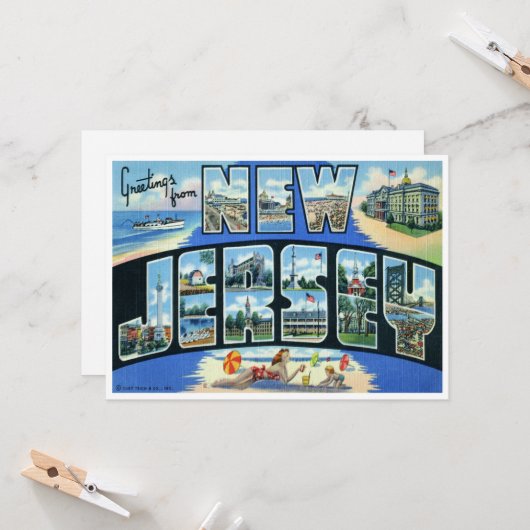 Vintage New Jersey Kaart (Voorkant / Achterkant in situ)