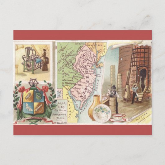 Vintage New Jersey Map Briefkaart (Voorkant)