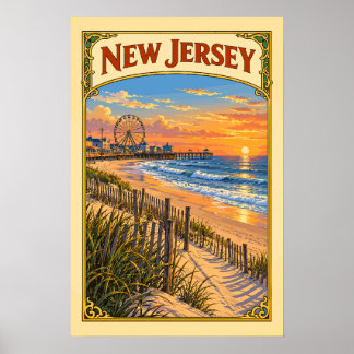 Vintage New Jersey Shore Reis Poster