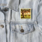 Vintage New Jersey Vierkante Button 5,1 Cm (In situ)
