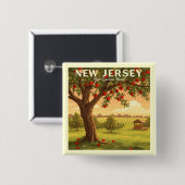 Vintage New Jersey Vierkante Button 5,1 Cm (Voorkant /achterkant)