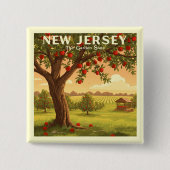 Vintage New Jersey Vierkante Button 5,1 Cm (Voorkant)