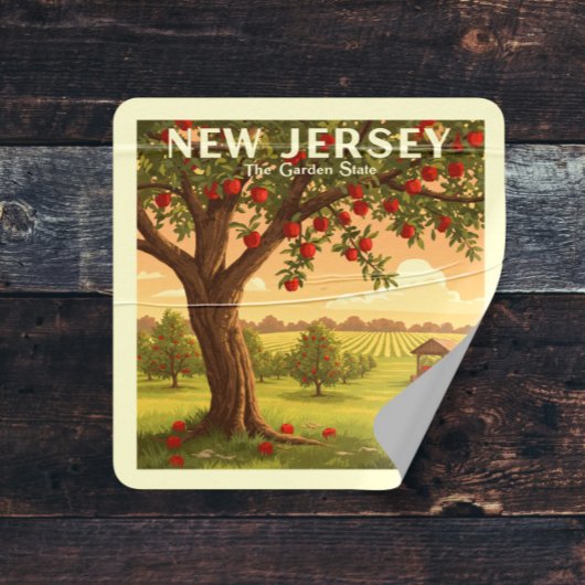 Vintage New Jersey Vierkante Sticker